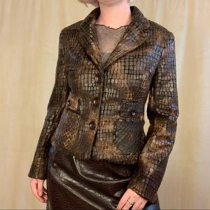 SOLD Faux Leather & Fur Brown Vintage Jacket